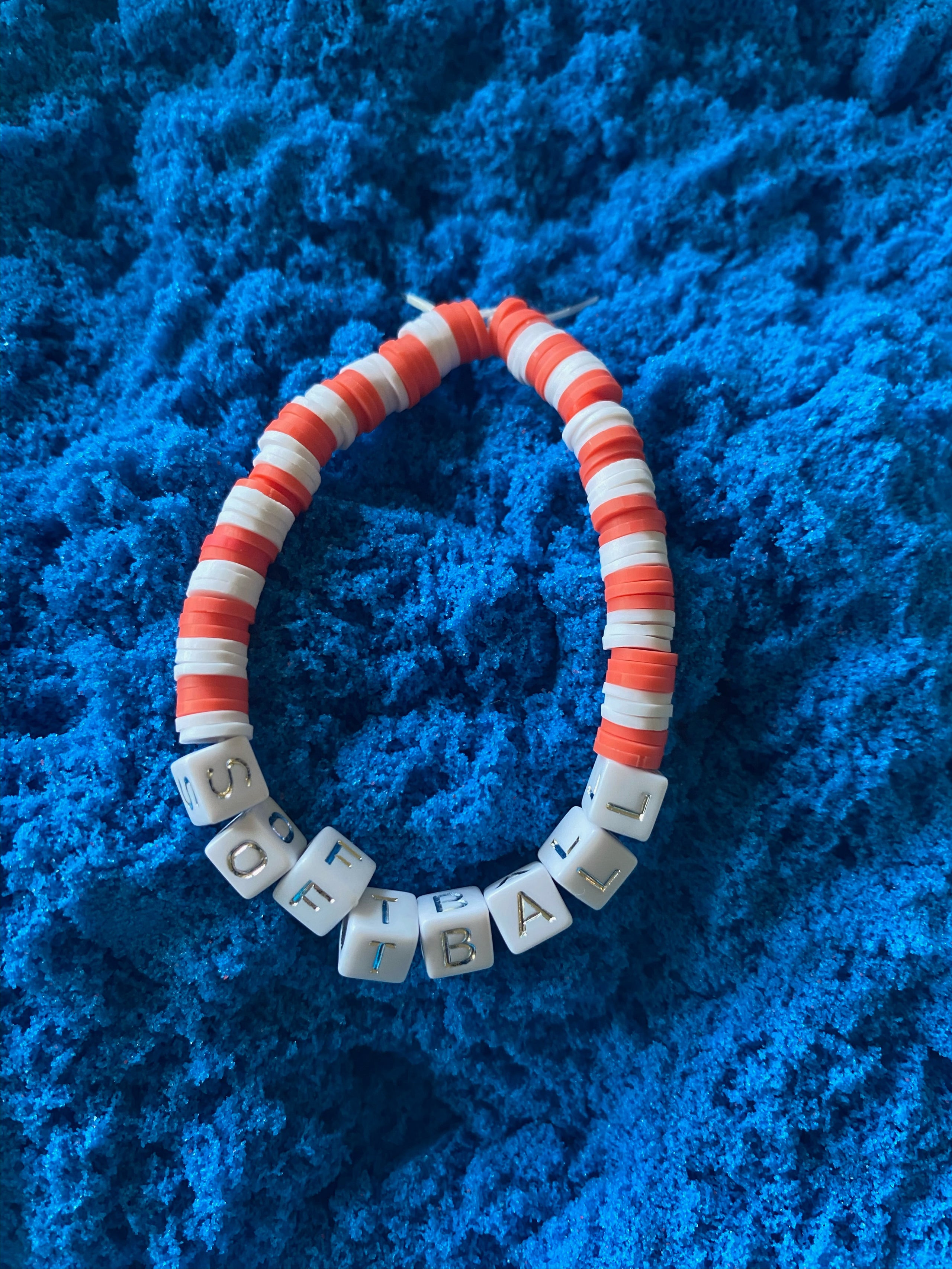 Red and White Clay Bead Bracelet